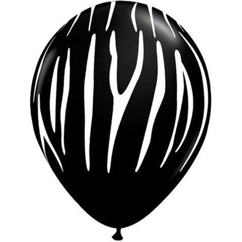 Zebra Stripes black onyx 11"/28cm Printed Helium Latex Balloon 