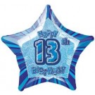 13th Birthday Blue Glitz 20" foil balloon