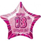 13th Birthday Pink Glitz 20" foil balloon