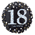 18th Sparkling Birthday Black 18" foil balloon