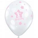 1st Birthday Soft Pattern Girl 11"/28cm printed latex balloons
