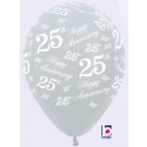 25th Anniversary Pearl Silver 28cm Printed Balloon 