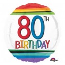 80th Rainbow Birthday 18" Foil balloon