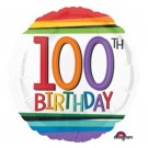 100th Rainbow Birthday 18" Foil balloon