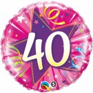40th Birthday Shining Star Hot Pink 18" Foil balloon