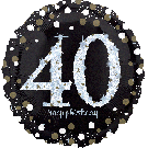 Sparkling Birthday 40th JUMBO 28" (71cm)  Anagram Foil