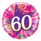 60th Shining Star Hot Pink 18" Foil balloon