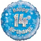 14th Birthday Blue 18" foil balloon