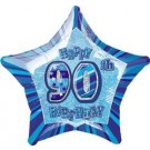 90th Birthday Glitz Blue 20" Foil balloon