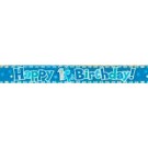 1st Birthday Blue Prismatic Foil Banner