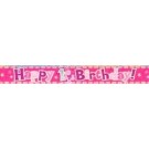 1st Birthday Pink Prismatic Foil Banner 3.6m