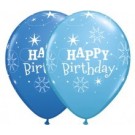 Happy Birthday Sparkle Robins Egg & Dark Blue 11"/28cm Printed Balloons