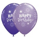 Happy Birthday Sparkle Purple & Lilac 11"/28cm Printed Balloons