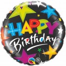 Happy Birthday Brilliant Stars Black 18"/45cm Foil Balloon