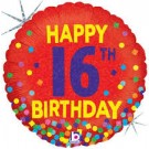 16th Birthday Birthday Confetti 18" foil balloon