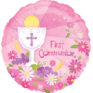 1st Communion 18" Foil Balloon Pink