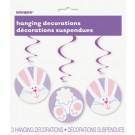 Easter Bunny Hanging Swirl Decoration - 3pk