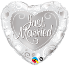 Just Married Hearts Silver 18" Foil Balloon