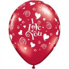 I Love You Swirling Hearts 30cm Printed Balloons