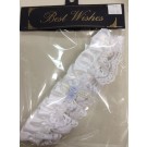 Wedding Garter - White Lace, Satin with Lilac rose and pearls