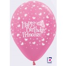 Happy Birthday Princess Pink 11"/28cm Helium Latex Balloon
