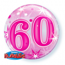 60 Pink Starburst Sparkle 22" Bubble Balloon