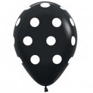 Polka Dot Black 28cm Printed Latex Balloon 
