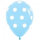 Polka Dot Pastel Blue 28cm Printed Latex Balloon 