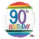 90th Rainbow Birthday 18" Foil balloon