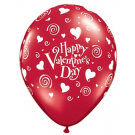 Valentines Swirling Hearts 30cm Printed Balloons