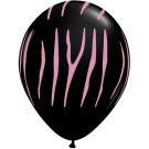 Zebra Stripes black with pink 11"/28cm Printed Helium Latex Balloon 