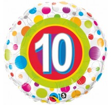 10th Birthday Colourful Dots 18" foil balloon
