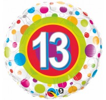 13th Birthday Colorful Dots 18" foil balloon