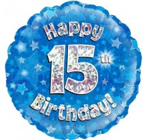 15th Birthday Blue 18" foil balloon