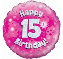 15th Birthday Pink 18" foil balloon