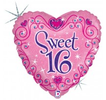 Sweet 16 Sparkles Heart 18" foil balloon