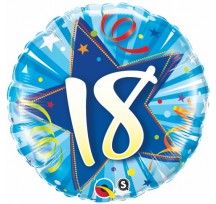 18th Birthday Shining Star Bright Blue 18" foil balloon