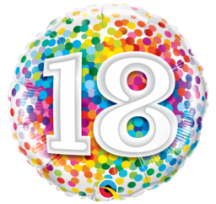 18th Birthday Rainbow Confetti 18" foil balloon