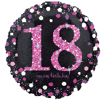 18th Sparkling Birthday Pink 18" foil balloon