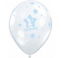 1st Birthday Soft Pattern Boy 11"/28cm printed latex balloons
