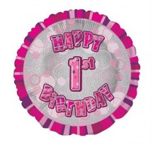1st Birthday Pink 18" Foil Balloon