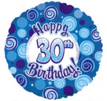 30th Blue Dazzeloon 18" Foil balloon
