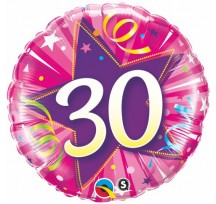30th Shining Star Hot Pink 18" Foil balloon