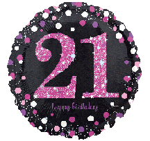 21st Sparkling Birthday Pink 18" Foil Balloon 