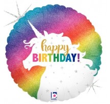 Glitter Unicorn Birthday 18" Foil Balloon