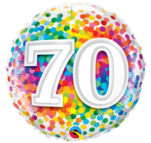 70 Rainbow Confetti 18" Foil balloon