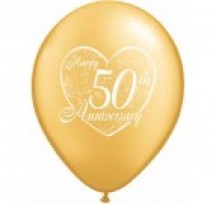 50th Gold Wedding Anniversary 28cm Printed Balloon 