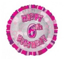 6th Birthday Pink 18" foil balloon