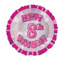 8th Birthday Pink 18" foil balloon