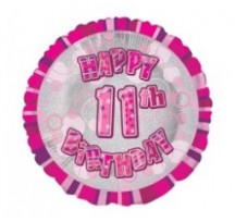 11th Birthday Pink 18" foil balloon